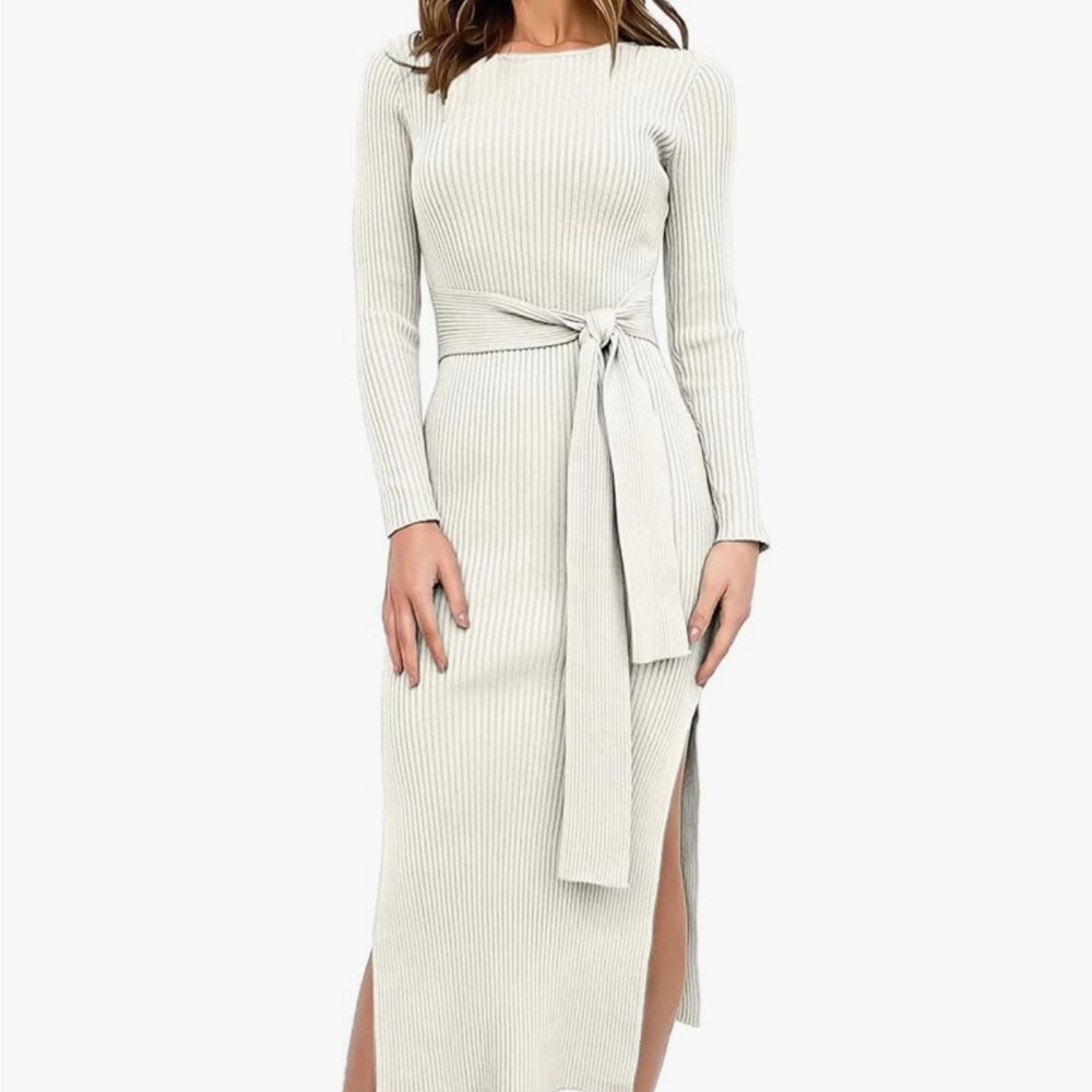 White midi sweater dress